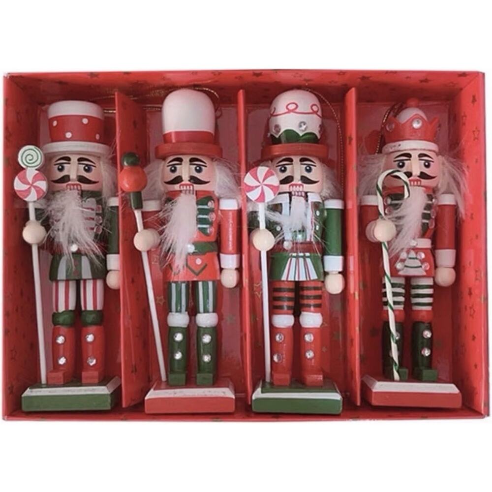 Wooden Nutcracker Ornaments Retro King Design 4 Pc